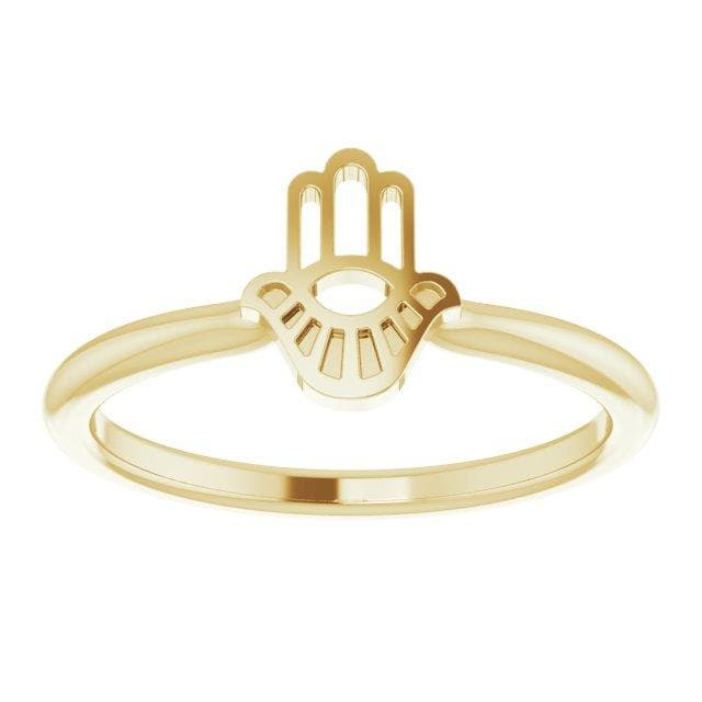 14K Yellow Gold Hamsa Stackable Ring