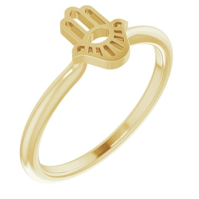 14K Yellow Gold Hamsa Stackable Ring