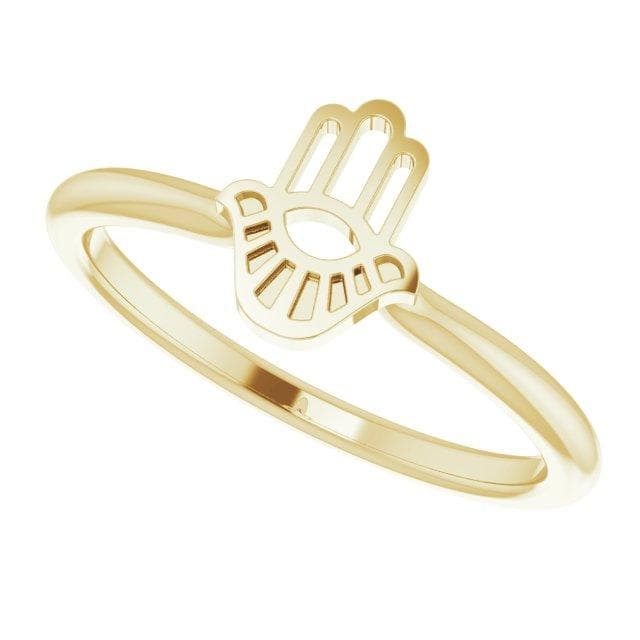 14K Yellow Gold Hamsa Stackable Ring