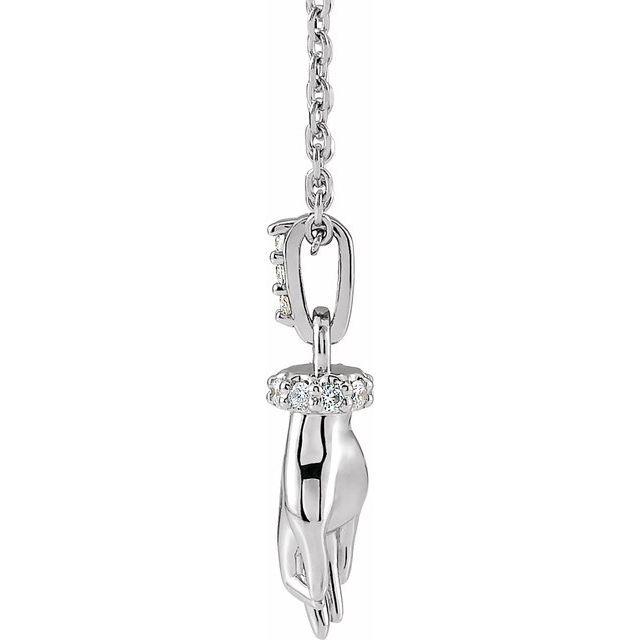 14K Gold & .05 CTW Diamond Hand of Buddha Necklace 16"-18"