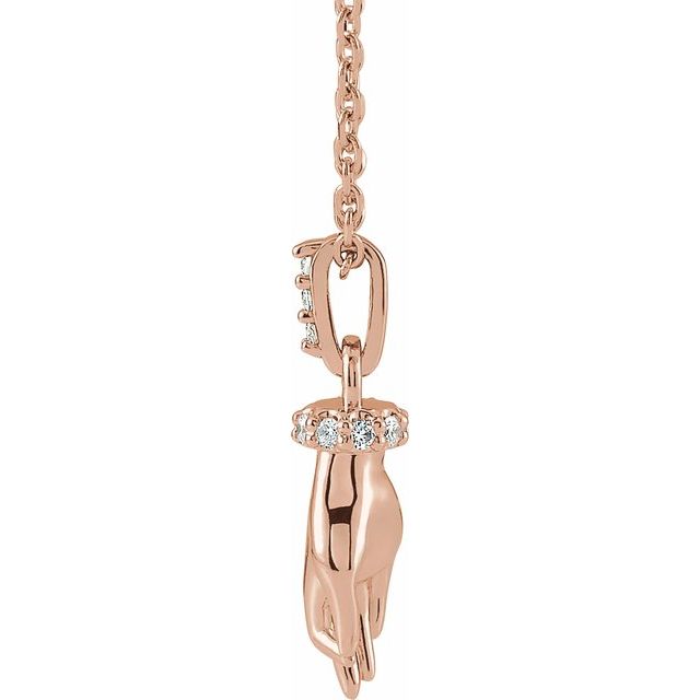 14K Gold & .05 CTW Diamond Hand of Buddha Necklace 16"-18"