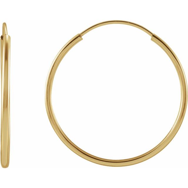14K Solid Gold Flexible Endless Hoop Earrings
