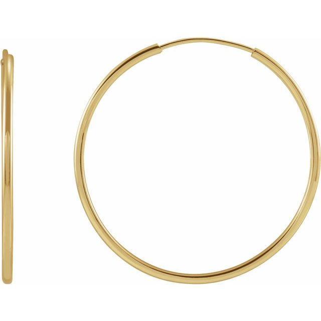 14K Solid Gold Flexible Endless Hoop Earrings