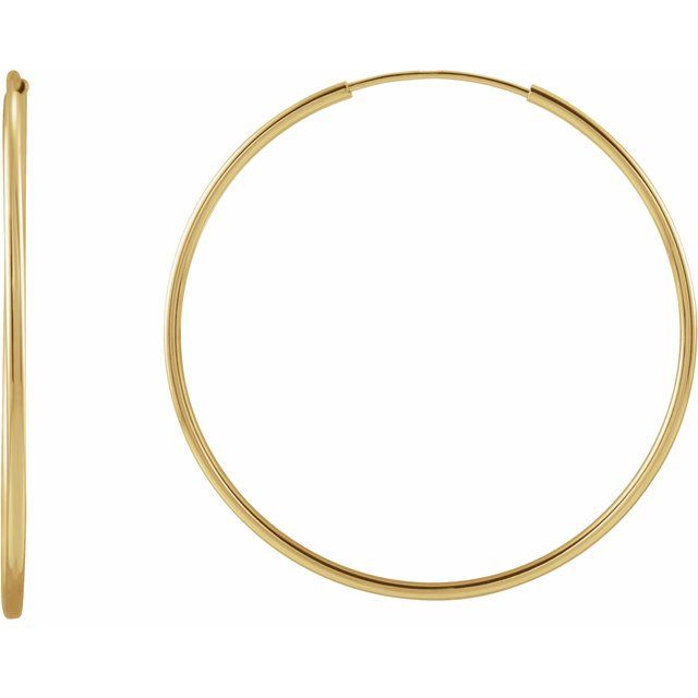 14K Solid Gold Flexible Endless Hoop Earrings