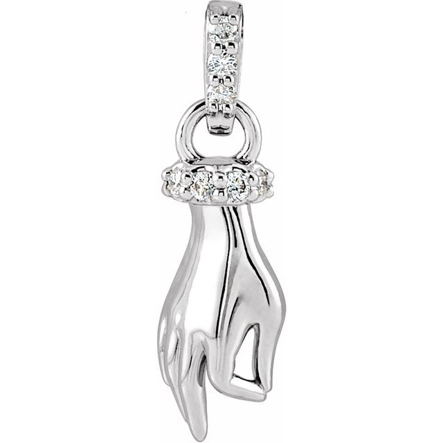 14K Gold & .05 CTW Diamond Hand of Buddha Necklace 16"-18"