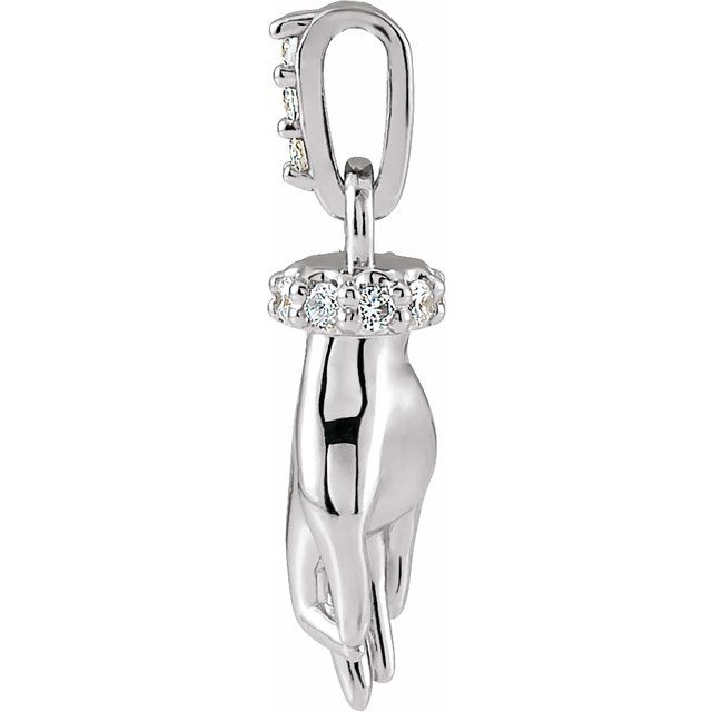14K Gold & .05 CTW Diamond Hand of Buddha Necklace 16"-18"