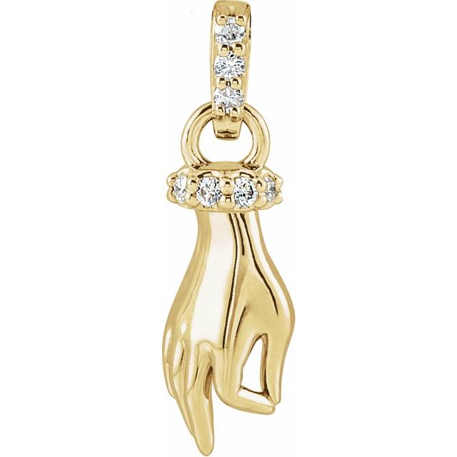 14K Gold & .05 CTW Diamond Hand of Buddha Necklace 16"-18"