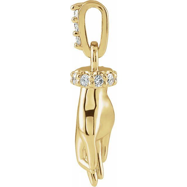 14K Gold & .05 CTW Diamond Hand of Buddha Necklace 16"-18"