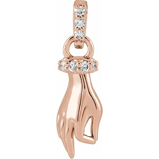 14K Gold & .05 CTW Diamond Hand of Buddha Necklace 16"-18"