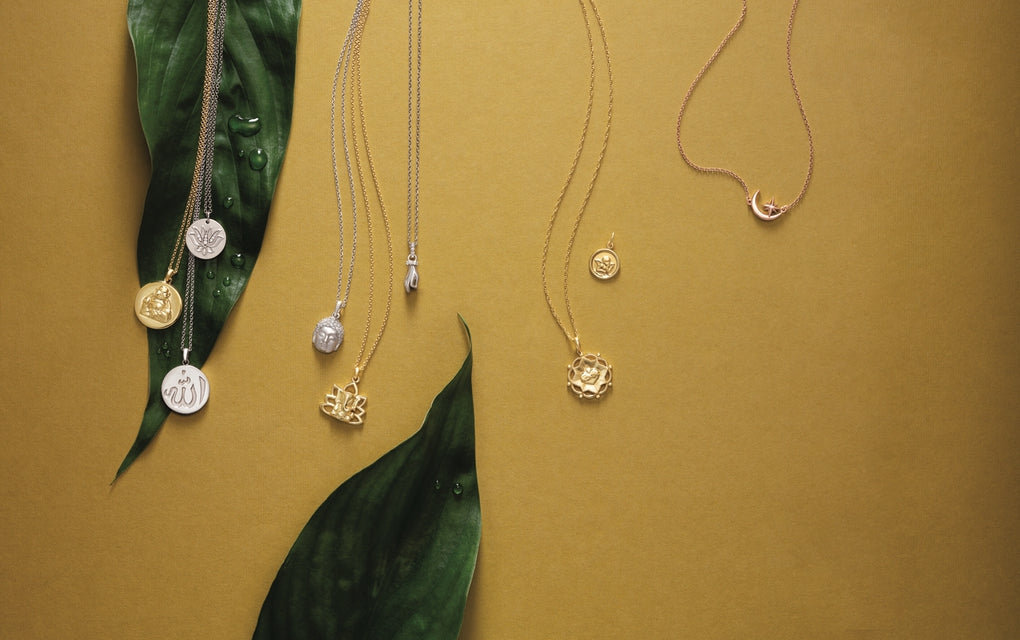 14K Gold & .05 CTW Diamond Hand of Buddha Necklace 16"-18"