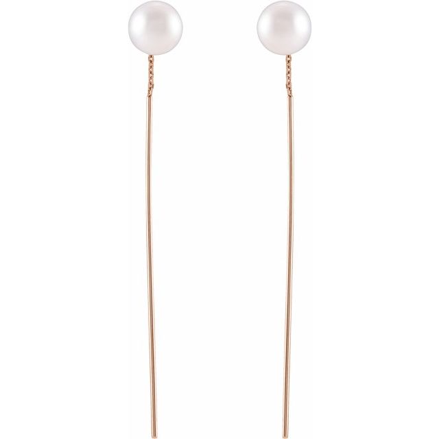 14K Gold Freshwater Cultured Pearl Threader Earrings