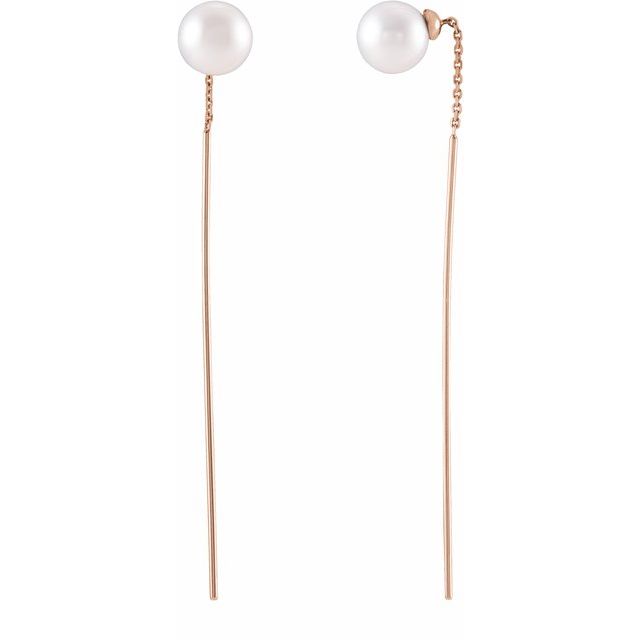 14K Gold Freshwater Cultured Pearl Threader Earrings