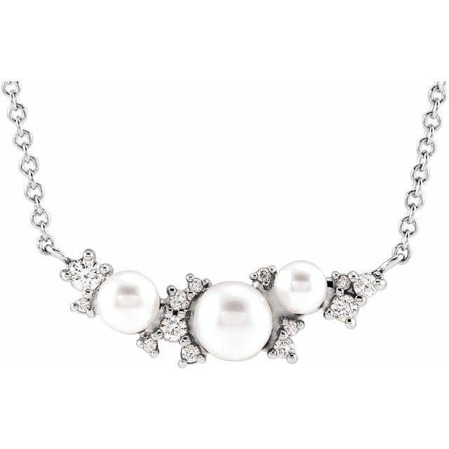 14K Gold Akoya Cultured Pearl & .08 CTW Diamond Necklace