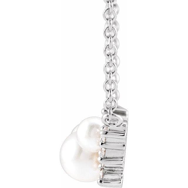 14K Gold Akoya Cultured Pearl & .08 CTW Diamond Necklace