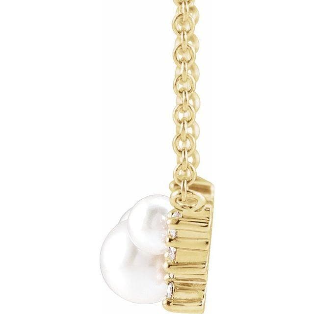 14K Gold Akoya Cultured Pearl & .08 CTW Diamond Necklace