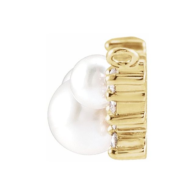 14K Gold Akoya Cultured Pearl & .08 CTW Diamond Necklace