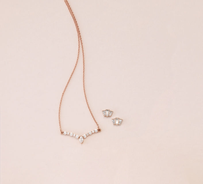 14K Rose 1/3 CTW Diamond 16" "V" Necklace