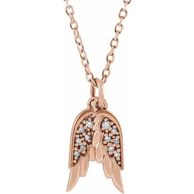 Diamond Accented Angel Wings Necklace
