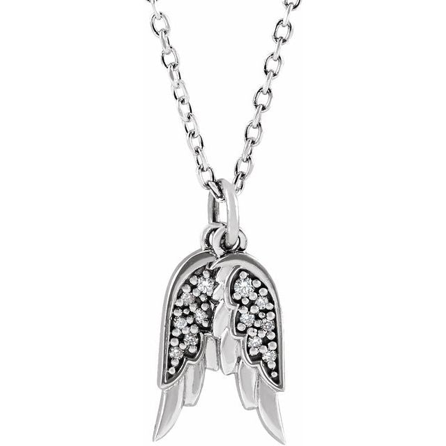 Diamond Accented Angel Wings Necklace