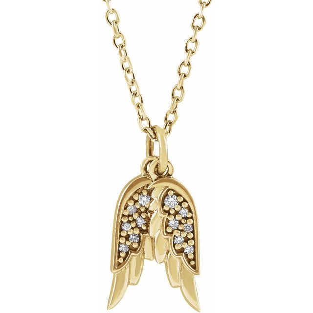 Diamond Accented Angel Wings Necklace
