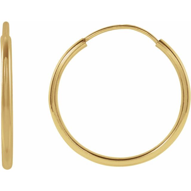 14K Solid Gold Flexible Endless Hoop Earrings