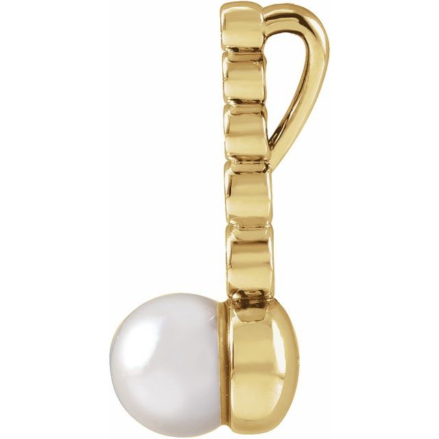 14K Gold Akoya Cultured Pearl & 1/8 CTW Diamond Bar Necklace