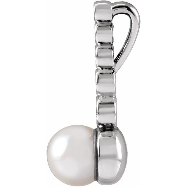 14K Gold Akoya Cultured Pearl & 1/8 CTW Diamond Bar Necklace