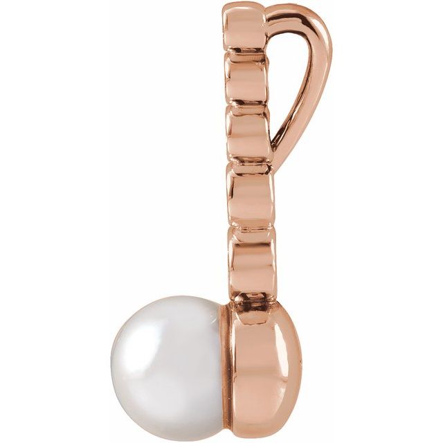 14K Gold Akoya Cultured Pearl & 1/8 CTW Diamond Bar Necklace