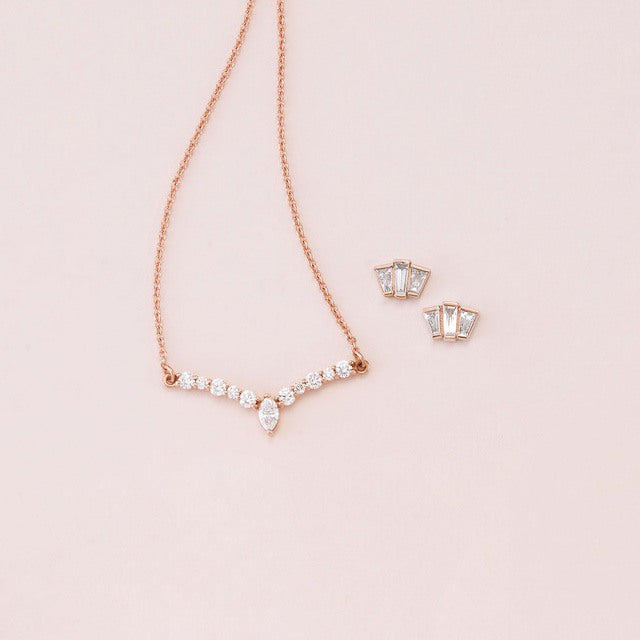 14K Rose 1/3 CTW Diamond 16" "V" Necklace