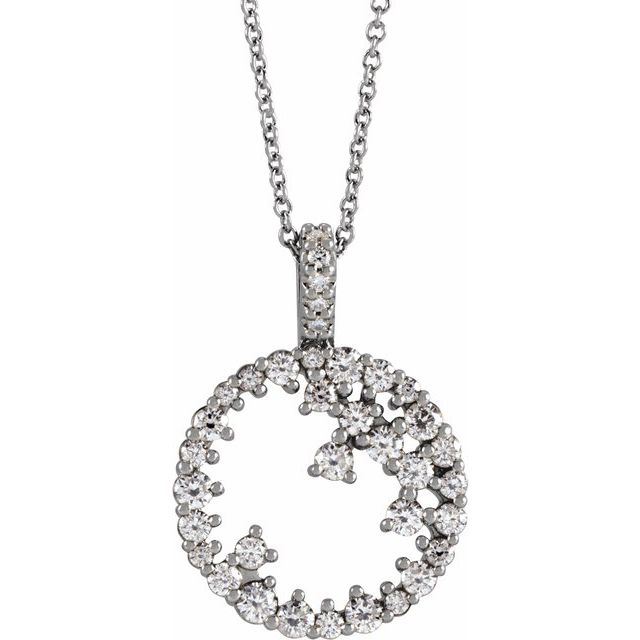 3/4 CTW Diamond Scattered Circle 16-18" Necklace