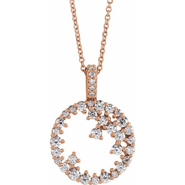 3/4 CTW Diamond Scattered Circle 16-18" Necklace
