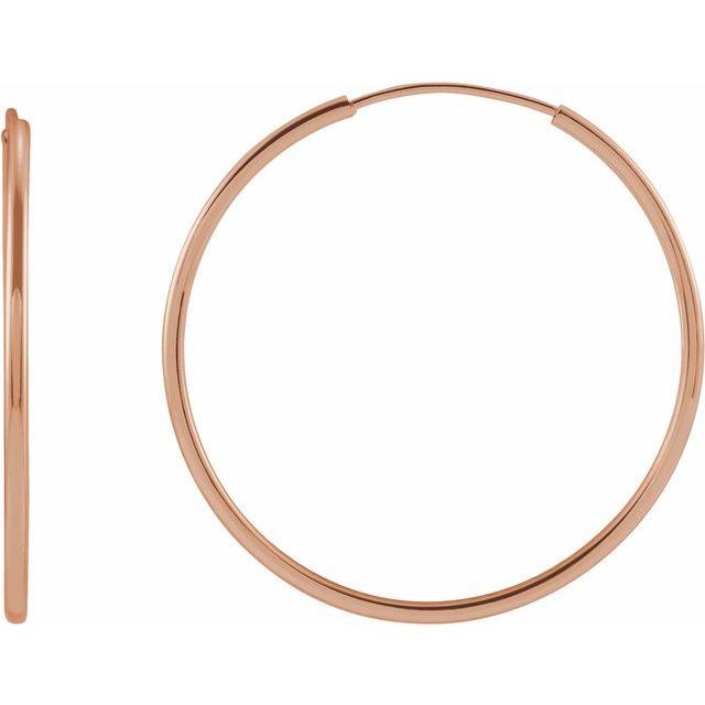 14K Solid Gold Flexible Endless Hoop Earrings