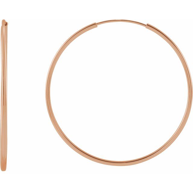 14K Solid Gold Flexible Endless Hoop Earrings