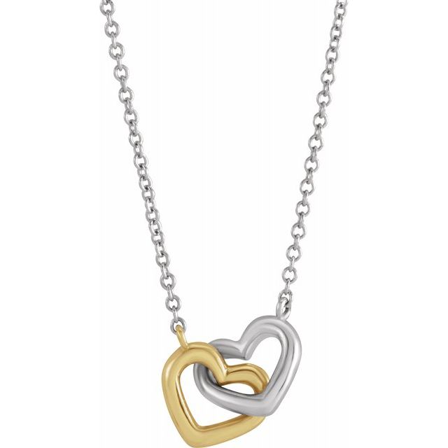Interlocking Heart Necklace 18" in 14K Gold