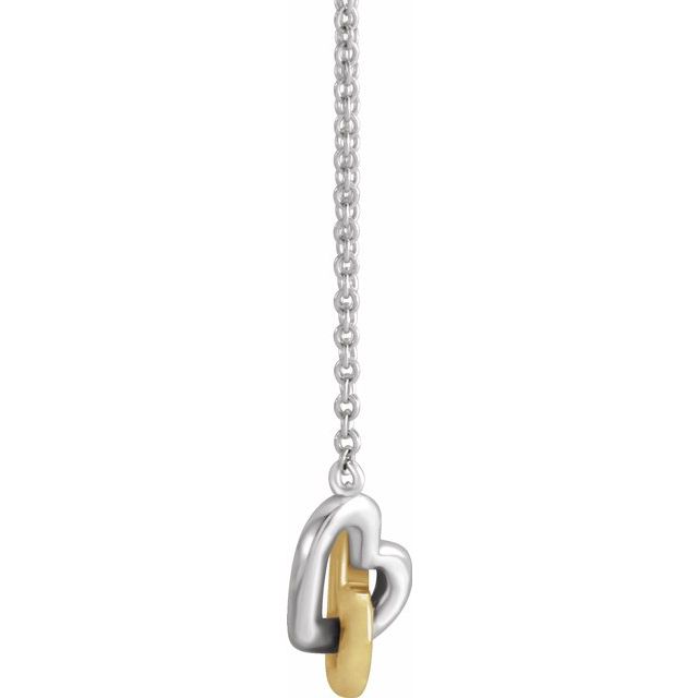 Interlocking Heart Necklace 18" in 14K Gold