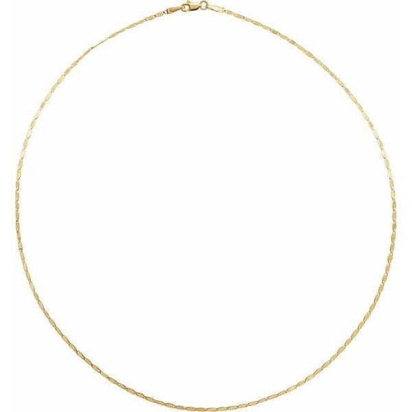 14K Yellow Gold 2.7 mm Mirror Link Chain 7.5 inch Bracelet