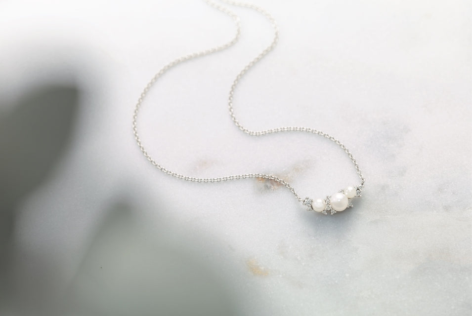 14K Gold Akoya Cultured Pearl & .08 CTW Diamond Necklace