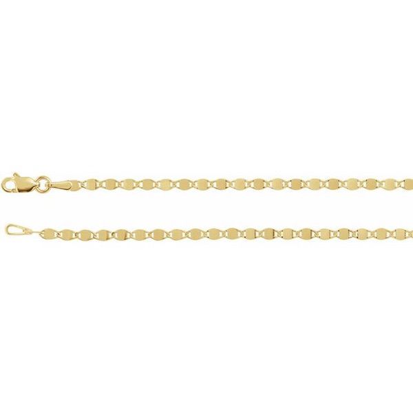 14K Yellow Gold 2.7 mm Mirror Link Chain 7.5 inch Bracelet