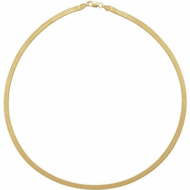 14K Yellow Gold 3.8 mm Flexible Herringbone Chain Necklace