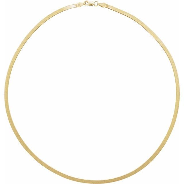 14K Yellow Gold 2.8 mm Flexible Herringbone Chain Necklace