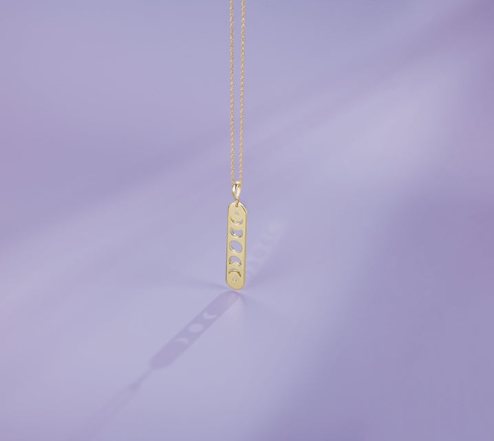 Diamond Moon Phase Bar Necklace