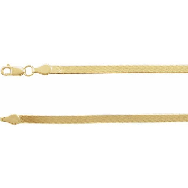 14K Yellow Gold 2.8 mm Flexible Herringbone Chain 7 inch Bracelet