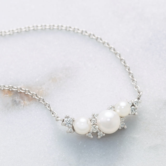 14K Gold Akoya Cultured Pearl & .08 CTW Diamond Necklace