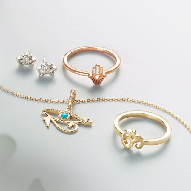14K Yellow Gold Hamsa Stackable Ring