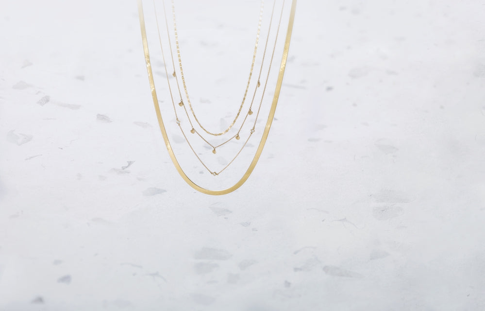 14K Yellow Gold 3.8 mm Flexible Herringbone Chain Necklace