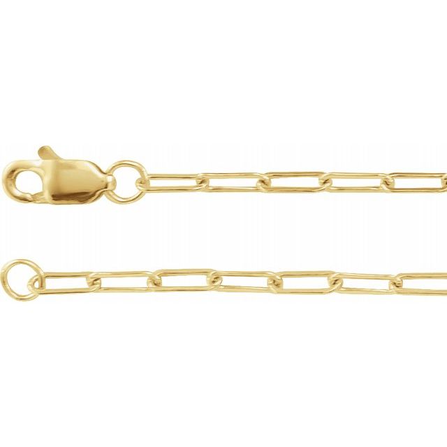 1.95 mm Elongated Flat Link 7" Chain Bracelet in 14K Gold