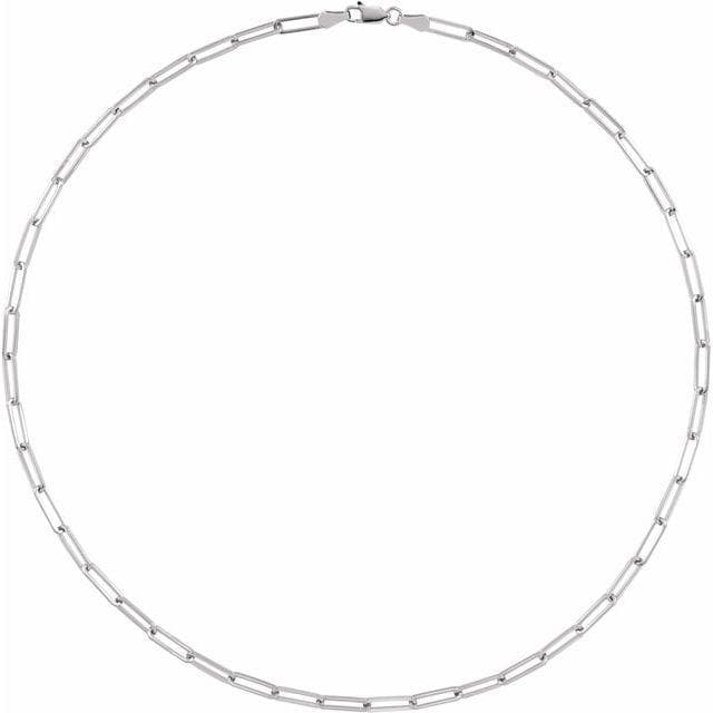 14K Solid Gold "Paper-clip" / Flat Link Chain Necklace