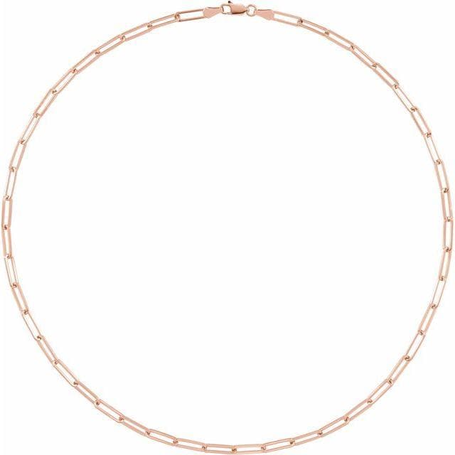 14K Solid Gold "Paper-clip" / Flat Link Chain Necklace