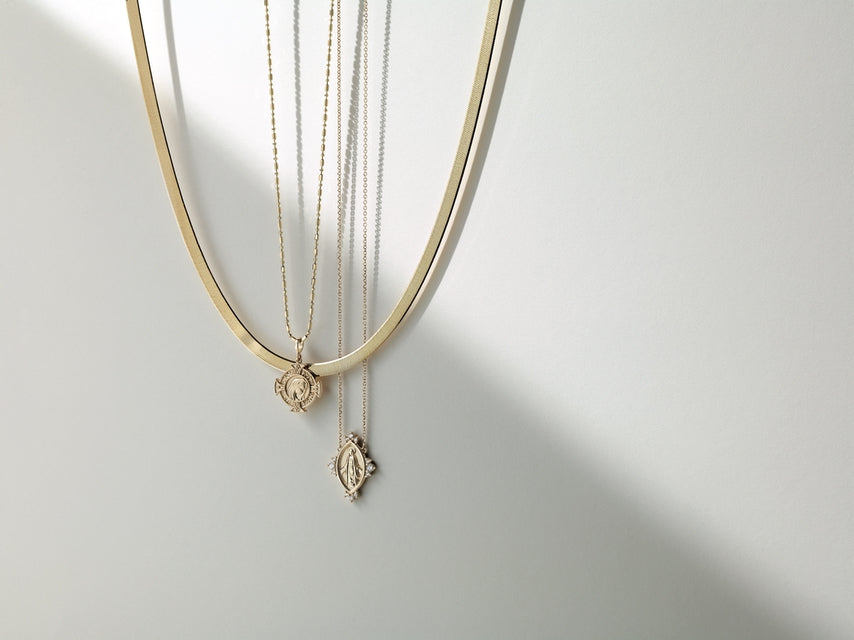 14K Yellow Gold 3.8 mm Flexible Herringbone Chain Necklace