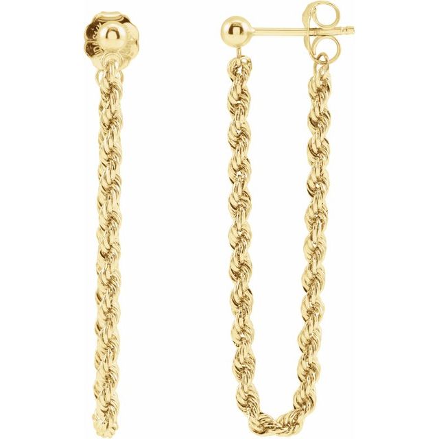14K Yellow Gold Rope Chain Earrings